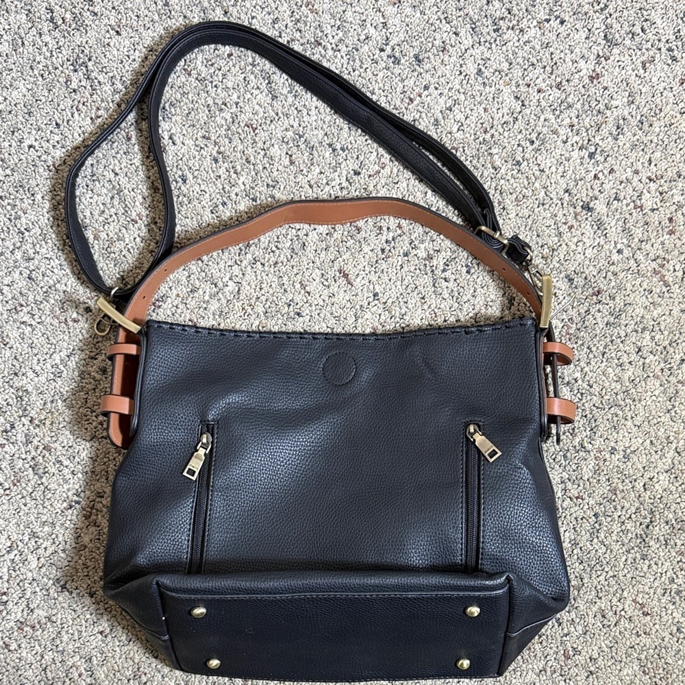 Jen & Co Alexa 2-in-1 Hobo Bag Vegan Leather Purse in a Purse Black